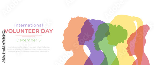 International Volunteer Day.Vector illustration with silhouettes of people.Volunteer day concept.