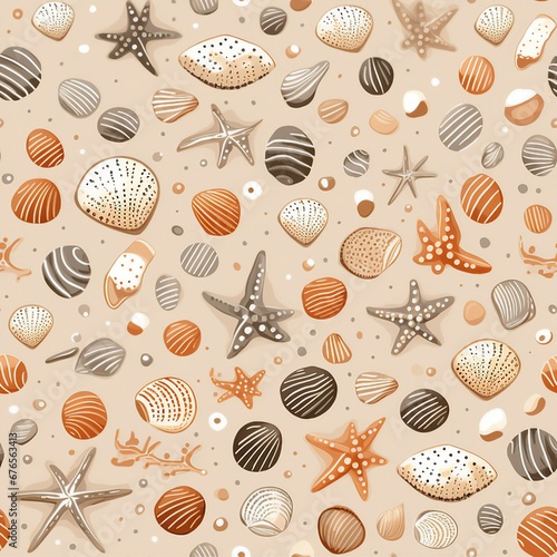 Seashore Shells and Pebbles Pattern