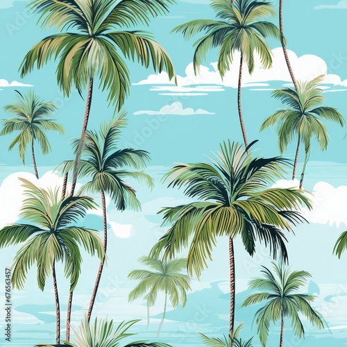Tropical Island Palm Trees Pattern © Michael