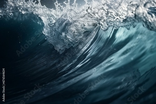 Close-up of flowing waves and abstract water splashes. Generative AI