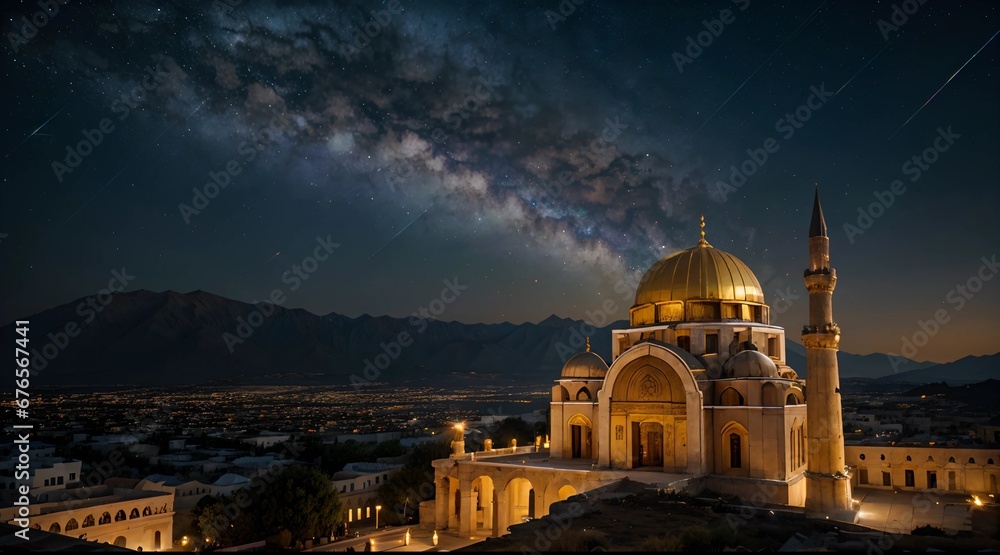 Fototapeta premium Beautiful Gold Mosque Background Wallpaper