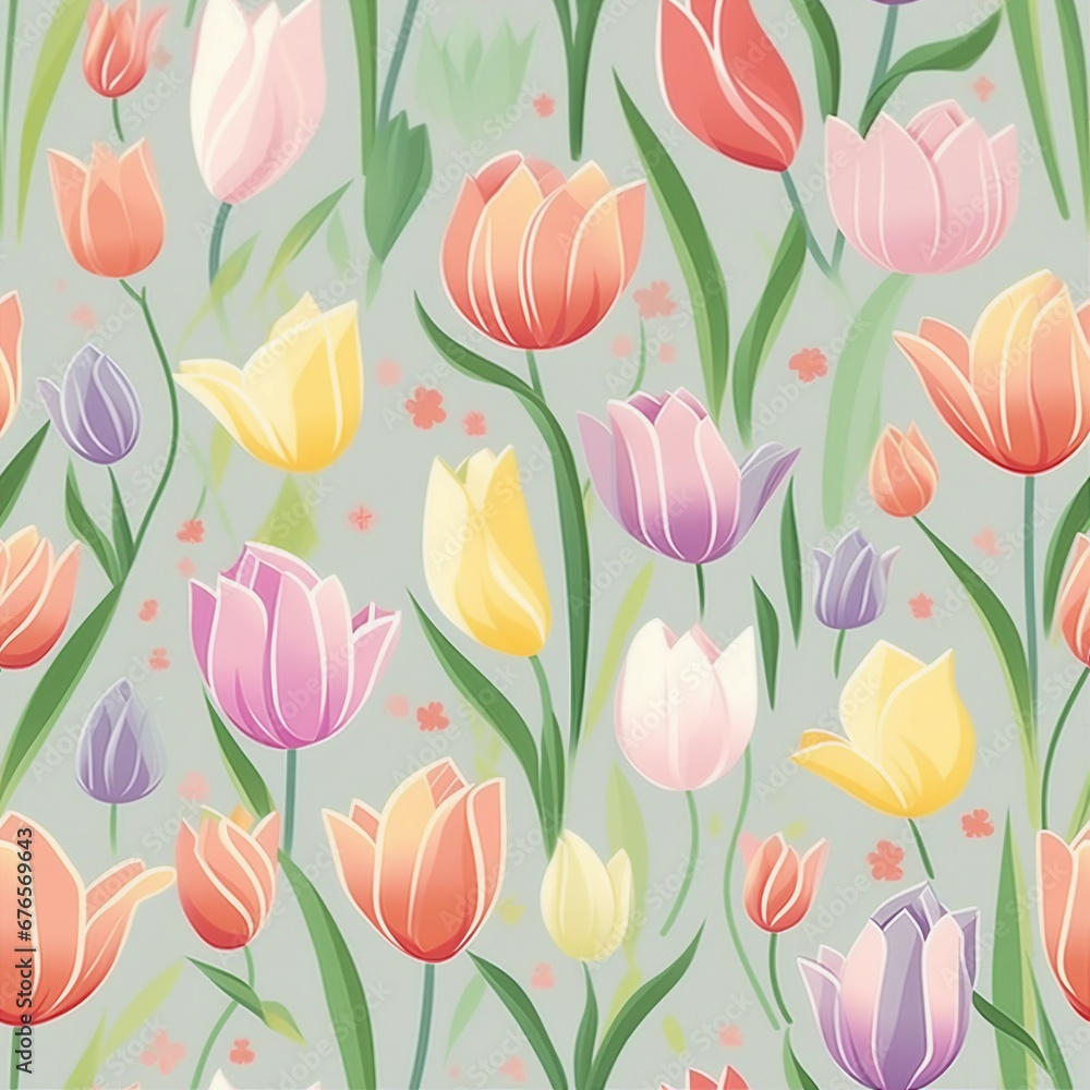 Pastel Tulip Garden Pattern Pastel Tulip Garden Pattern