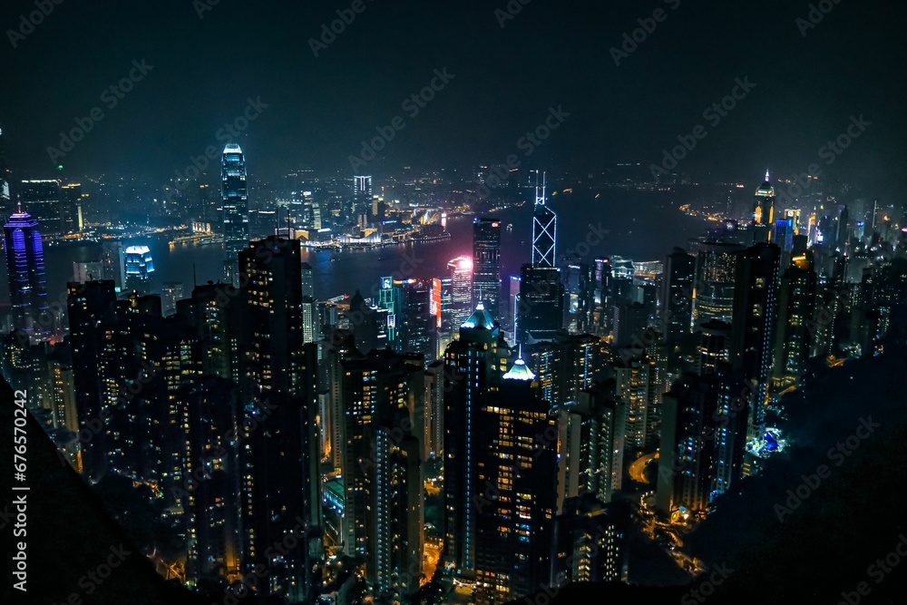 Mesmerizing cityscape view of Hong Kong, China at night