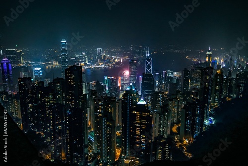 Mesmerizing cityscape view of Hong Kong, China at night