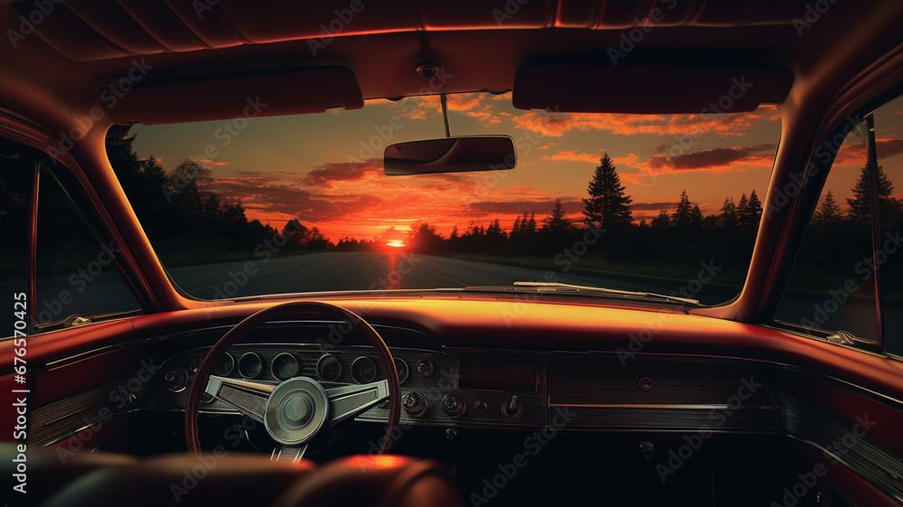 car driving through a beautiful sunset car driving through a beautiful sunset