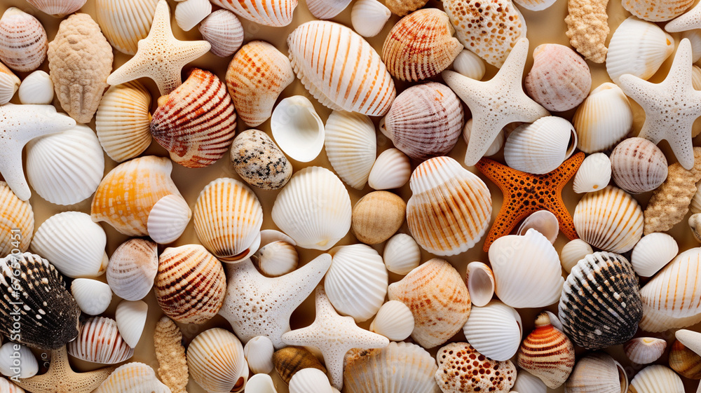 seashells background with copy space