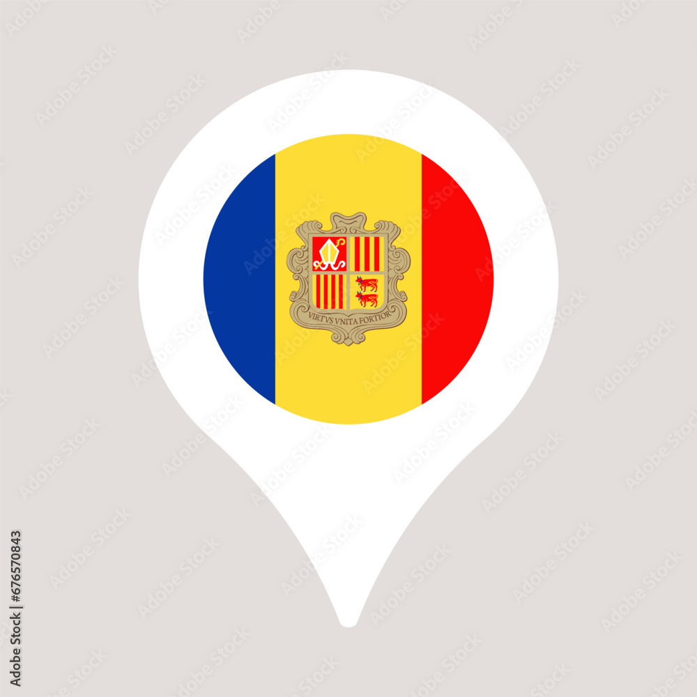 andorra pin location flag. vector illustration national flag isolated on light background andorra pin location flag. vector illustration national flag isolated on light background
