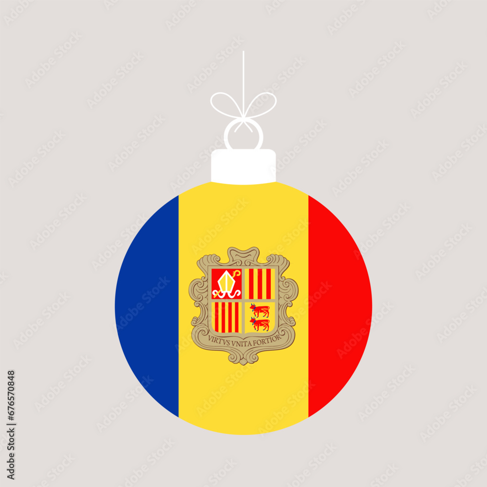 andorra christmas ball flag. vector illustration national flag isolated on light background andorra christmas ball flag. vector illustration national flag isolated on light background