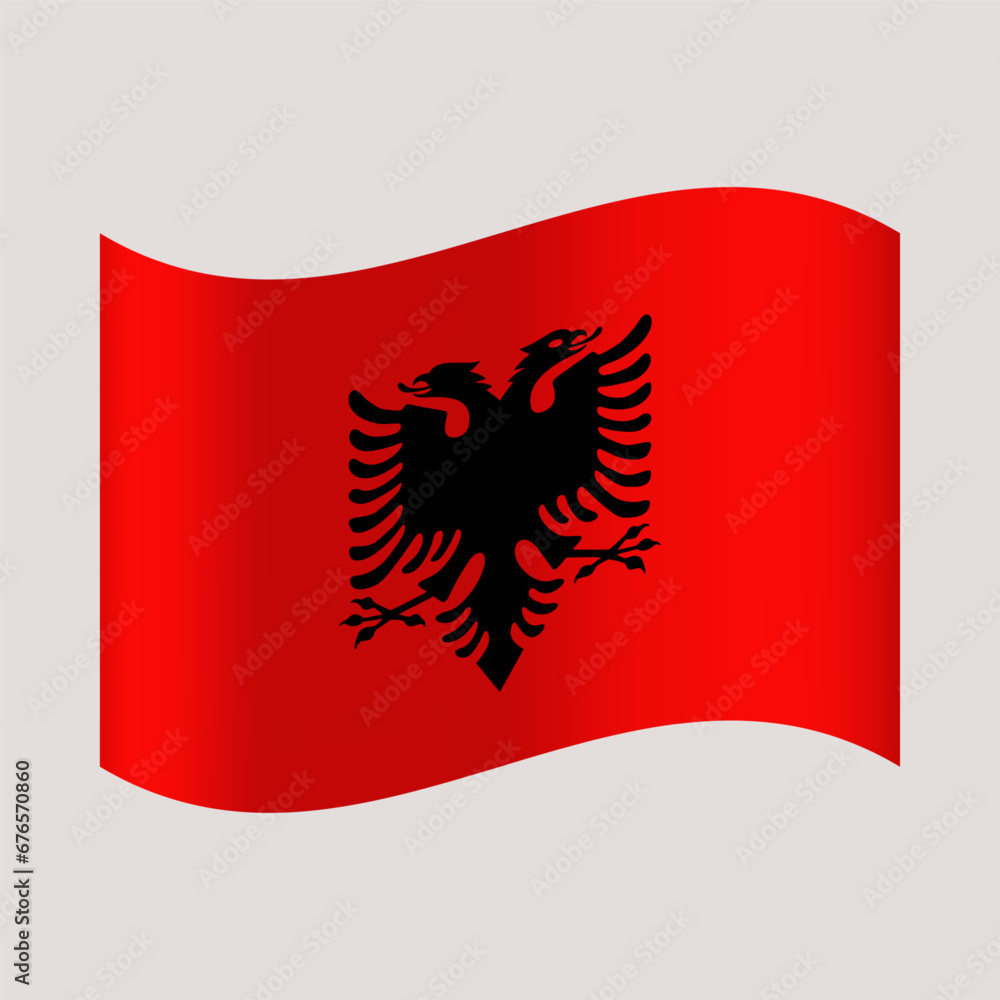albania wavy flag. vector illustration national flag isolated on light background albania wavy flag. vector illustration national flag isolated on light background