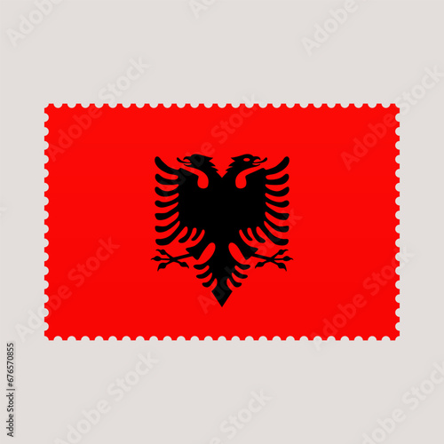 albania flag postage stamp. vector illustration national flag isolated on light background