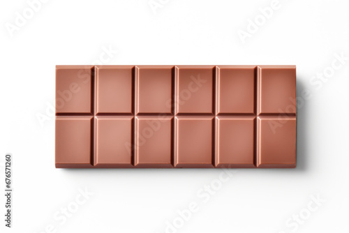 Delicious chocolate bar mockup with smooth squares isolated on white background