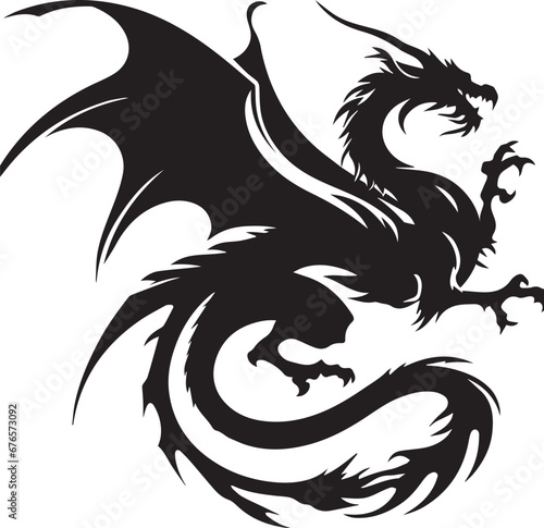 Dragon Silhouettes EPS Dragon Vector Dragon Clipart