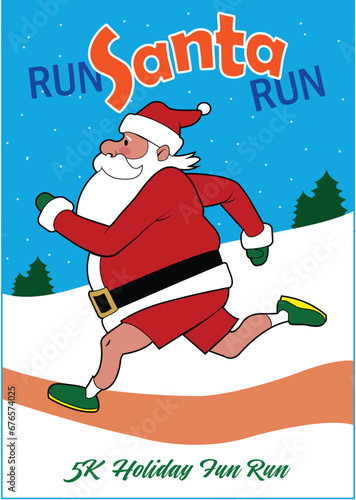 Santa running in a 5K race.