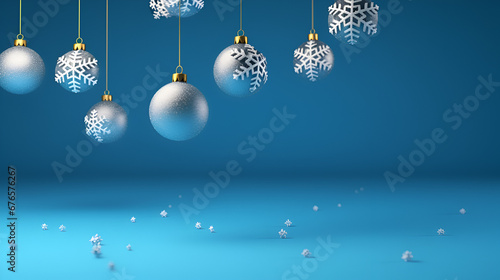 3d render of winter ornaments background, ai generated 