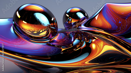 futuristic abstract liquid metal shape with chromatic effect,Generative AI