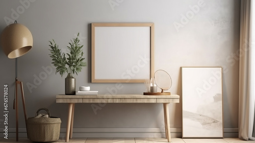 Mock-up frame in home interior background, 3d render. Decor concept. Real estate concept. Art concept. Home concept