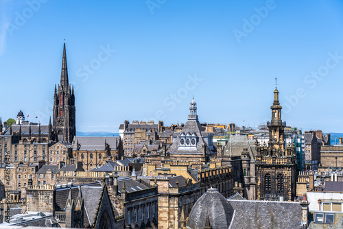 View of the Edinburgh Skyline Seen from The Scottish National Museum With Church and Clock Towers Throughout the City
