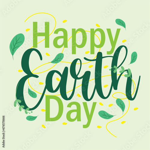 Happy earth day lettering poster Vector