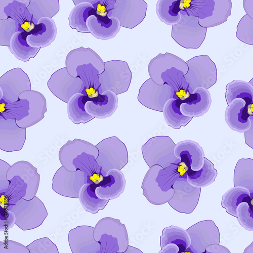 Seamless pattern with violet buds on a blue background