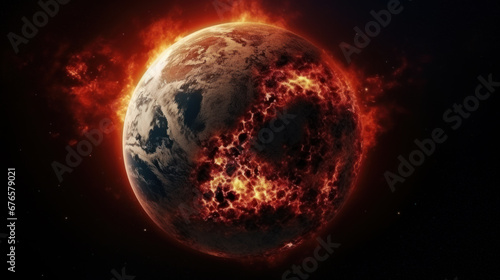 Burning Earth - global catastrophe concept photo