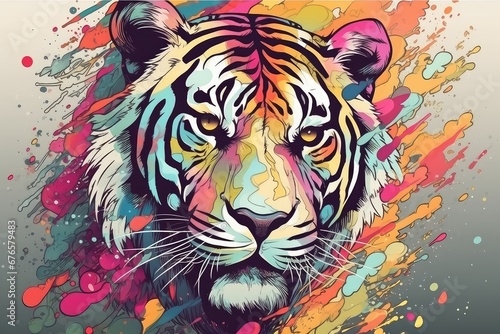 anime style tiger, colorful tiger, anime tiger character