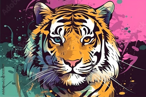 anime style tiger, colorful tiger, anime tiger character