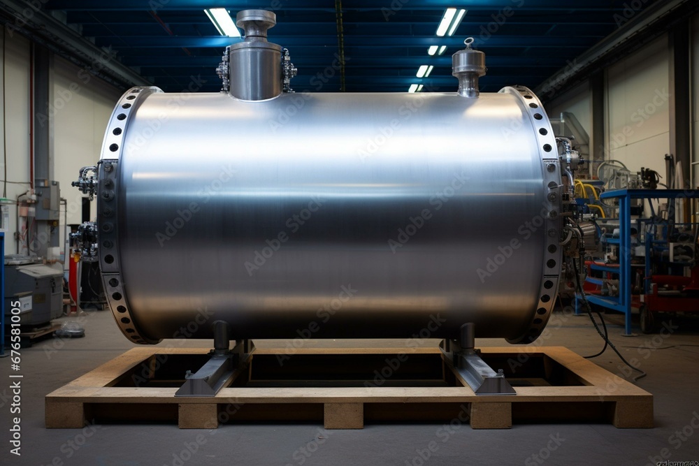 Photo of a big cylinder and high pressure. Generative AI