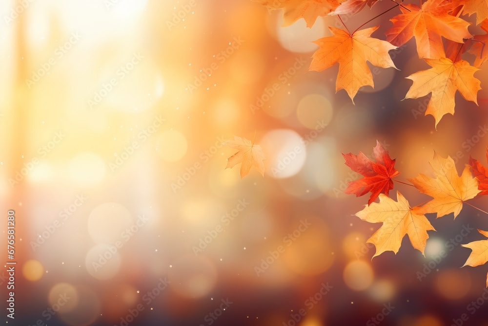 autumn background with leaves, generative ai