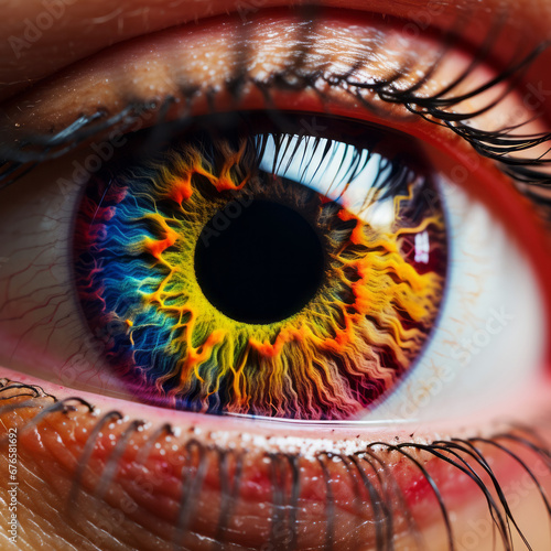 Intriguing look: close-up of a colorful eye © Aleksandr