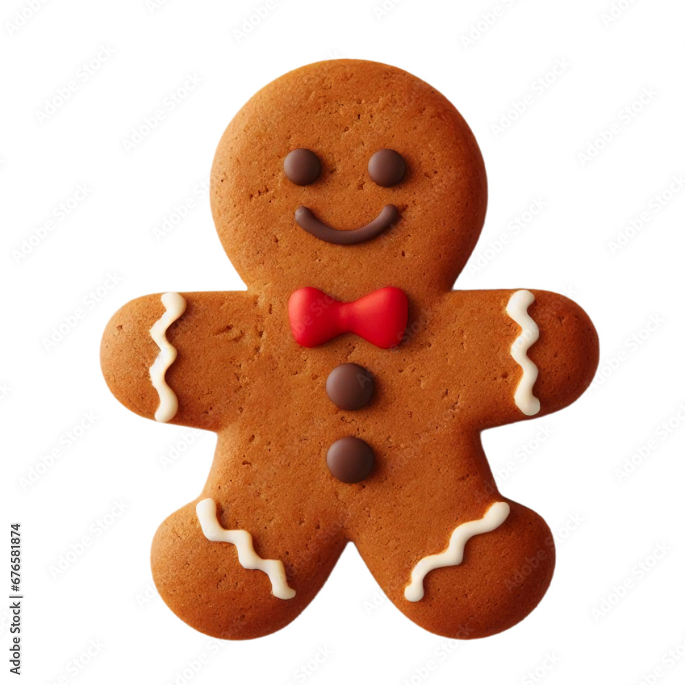 3d cute gingerbread man isolated on white, png 3d cute gingerbread man isolated on white, png