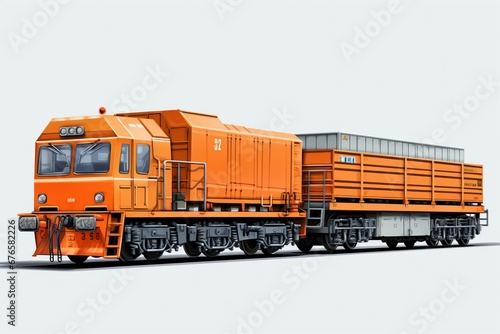 robust freight truck with extended trailer for carrying cargo from railway. Generative AI