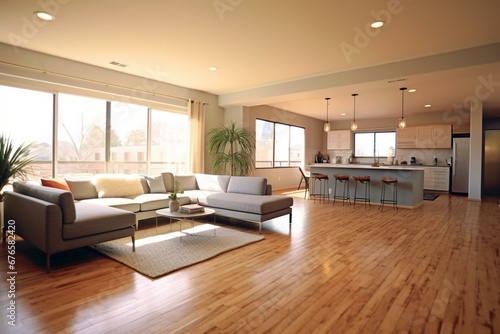 Spacious upscale living space with contemporary design. Generative AI © Rafaela