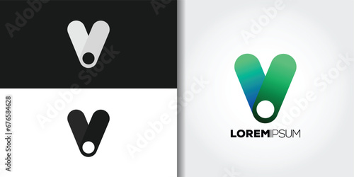 modern letter v logo set