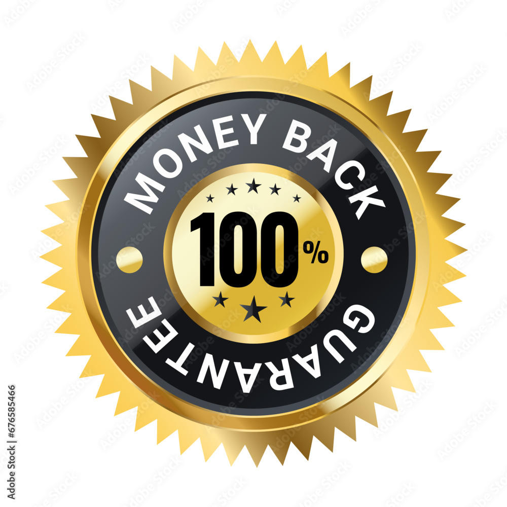 Money Back Customer satisfaction guaranteed gold badge Vector Design Element Web & Print.
