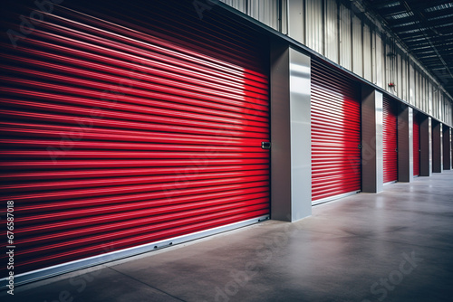 Roller door or roller shutter inside factory, warehouse or industrial building