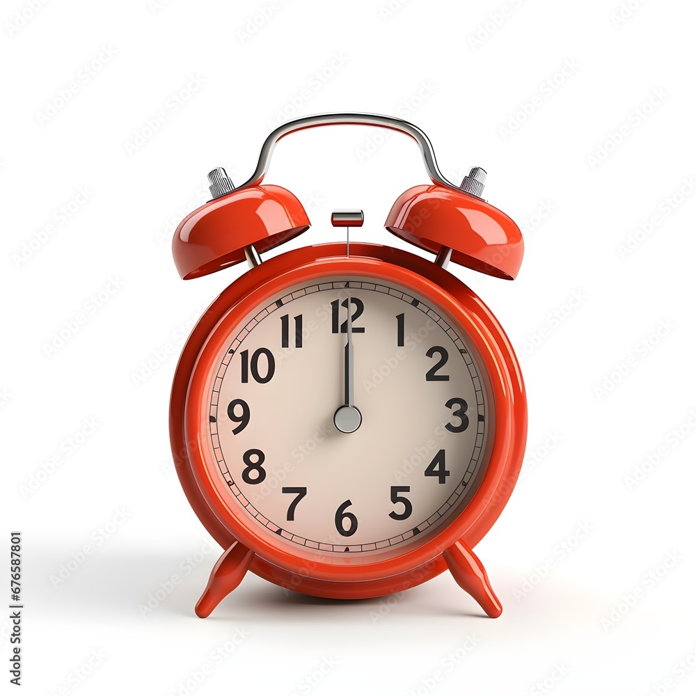 Red retro style alarm clock isolated on white background Red retro style alarm clock isolated on white background
