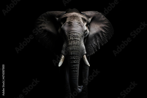 Close up of elephant portrait on dark background