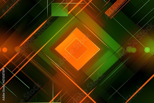 Green and orange colors technology shapes background, abstract futuristic wallpaper
