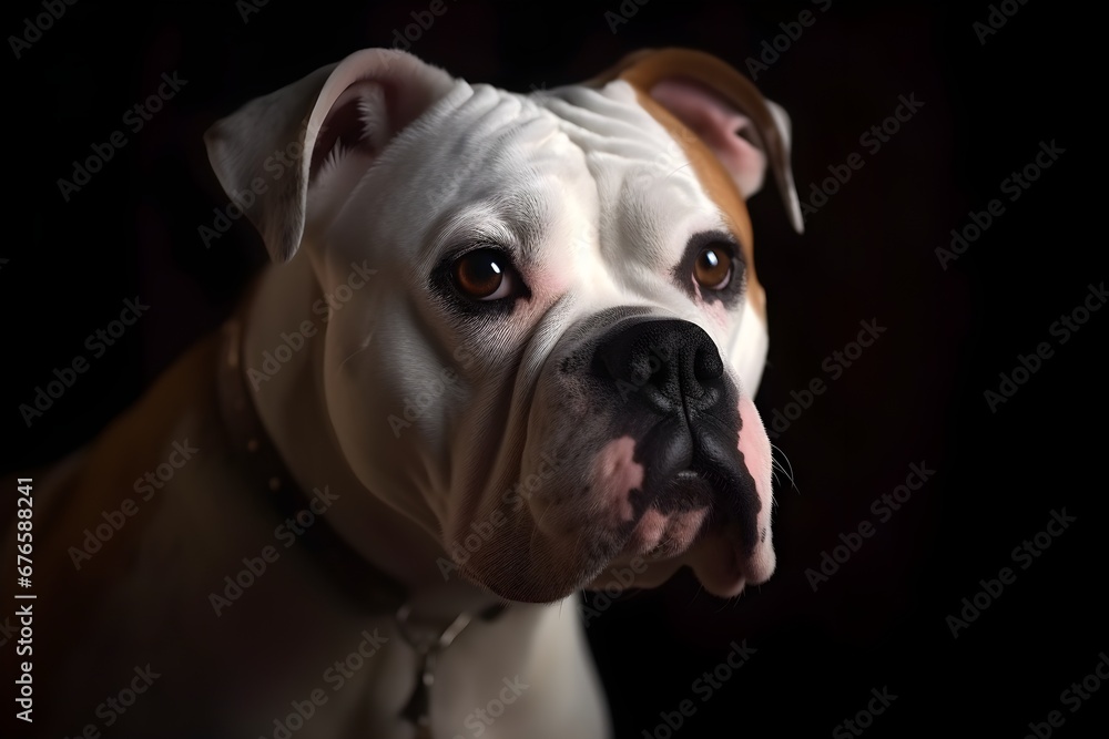 Photo studio shot of American Bulldog dog