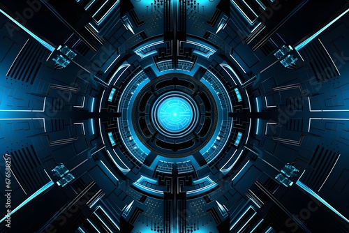 Abstract blue futuristic tunnel background