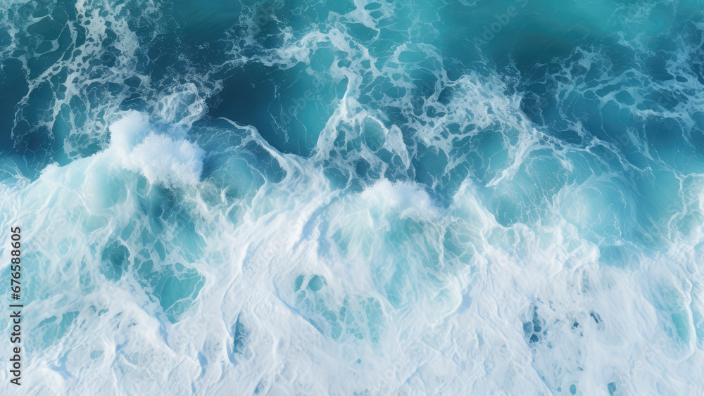 Fototapeta premium Breath of the Winds: Turquoise Sea and Azure Waves, Top View