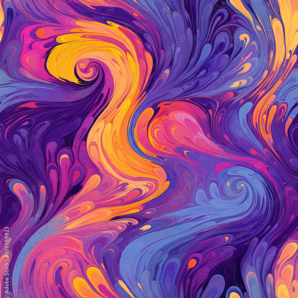 Vibrantly painted acrylic brushstrokes create a colorful, abstract swirl design Vibrantly painted acrylic brushstrokes create a colorful, abstract swirl design