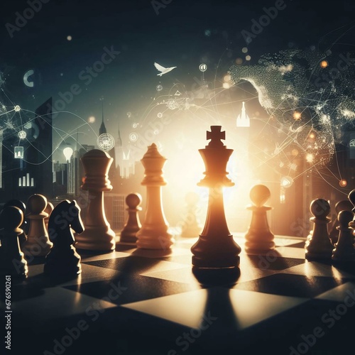 Chess piece on a chess board game for ideas, challenges, leadership, strategy, business, success, or abstract concepts