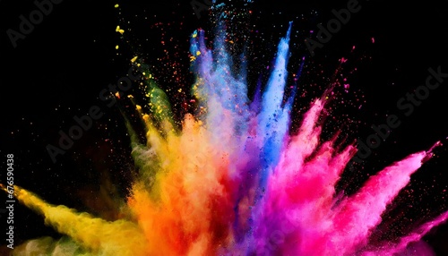 Spectacular burst of multicolored powder in the air  symbolizing celebration and creativity