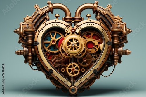Heart with a steampunk aesthetic. Generative AI