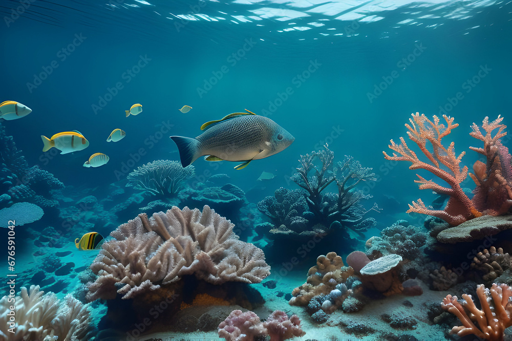 Fototapeta premium coral reef with fish