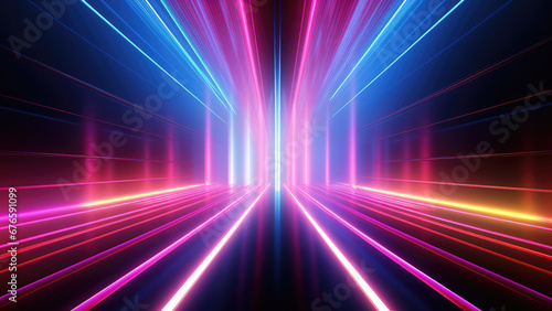 Interstellar Warp: Neon Lights Speed Through the Galaxy