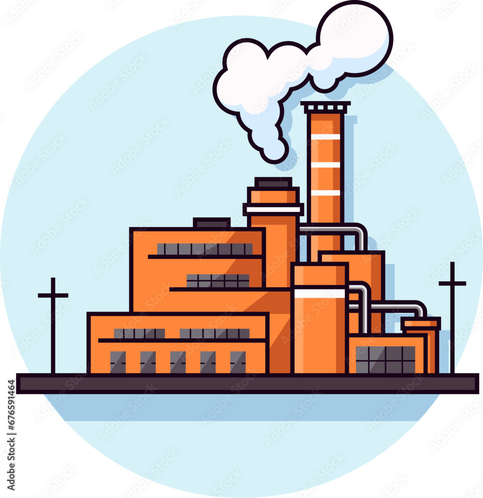 Factory Vivid Flat Image. Perfect for different cards, textile, web sites, apps Factory Vivid Flat Image. Perfect for different cards, textile, web sites, apps