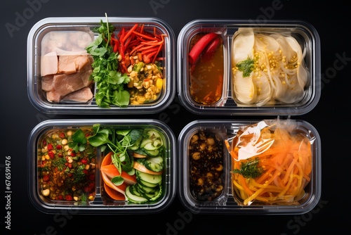 4 Lunch Boxes with Modern Thai Food Healthy Meal Preparation