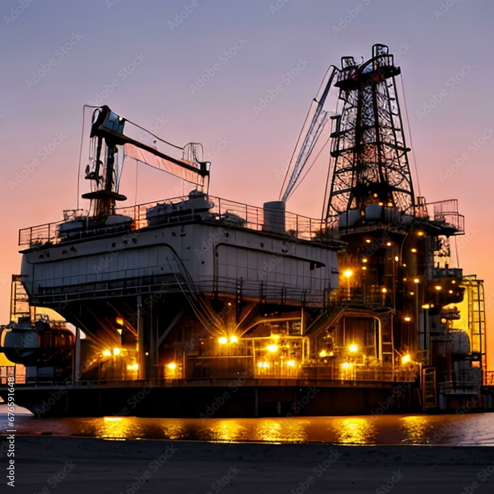 Oil pump oil rig energy industrial machine for petroleum in the sunset background Oil pump oil rig energy industrial machine for petroleum in the sunset background